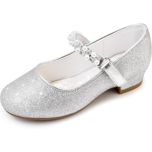image:imageStelle Girls Dress Shoes Flower Girl Shoe Mary Jane Low Heels for Wedding ToddlerLittleBig Kid  Sparkling jewel strap Cushioned comfort Hookandloop closure School Dress occasions Patent finish Glitter finishSiliver2