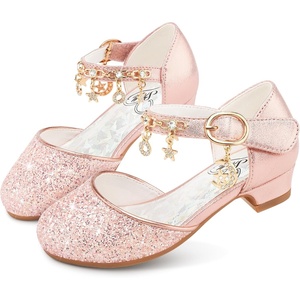 image:imageStelle Girls Glitter Charm Dress Shoes Sequins Princess Heels for Party  Sparkle finish Decorative charms Cushioned comfort Flexible outsole Dressup Special occasions Comfortable fitPink