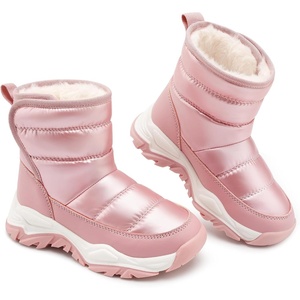 image:imageStelle Girls Snow Boots for Toddler Kids Warm Winter Shoes  Boys Cold Weather Outdoor Sport Play Water Repellent Soft Faux Fur Lined Non Slip Lightweight Mid Calf Hook and LoopPink