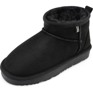 image:imageStelle Kids Snow Boots Girls Boys Winter Ankle Boots  Faux Fur LinedFaux Suede UpperPullOnTPR OutsoleCozyLightweightComfortableOutdoorWarmToddlerLittle Big KidBlack