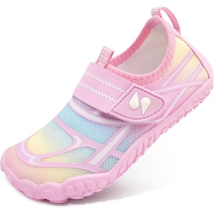 image:imageStelle Kids Water Shoes Wide Toe Box Quick Dry Barefoot  NonSlip Aqua ShoesBreathable Mesh Upper for BeachSwimPool and Outdoor PlayFits Toddler to Big KidsRainbow Pink