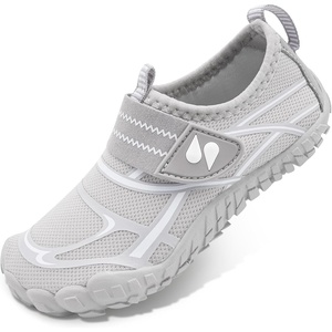 image:imageStelle Kids Water Shoes Wide Toe Box Quick Dry Barefoot  NonSlip Aqua ShoesBreathable Mesh Upper for BeachSwimPool and Outdoor PlayFits Toddler to Big KidsLight Grey