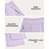 image:imageGirls Wideleg Fleece SweatpantsSoft with Front Pockets Warm Loose FitLavender