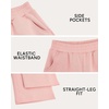 image:imageGirls Wideleg Fleece SweatpantsSoft with Front Pockets Warm Loose FitOrchid