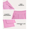image:imageGirls Wideleg Fleece SweatpantsSoft with Front Pockets Warm Loose FitPink