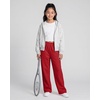 image:imageGirls Wideleg Fleece SweatpantsSoft with Front Pockets Warm Loose FitRed
