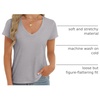 image:imageStelle Womens Modal Soft T Shirts Short Sleeve V Neck Basic Tee  Breathable fabric Loose Fit Lightweight Layering essential Streetwear Summer OutfitsGrey