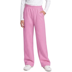 image:imageGirls Wideleg Fleece SweatpantsSoft with Front Pockets Warm Loose FitPink