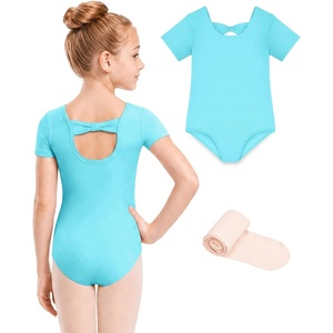 image:imageStelle Girls Bow Back Leotard with Footed Tight for BalletDanceGymnastics  Short sleeve Fully lined front Bow back BalletDanceGymnastics Leotards Footed tights High elasticity amp durablePool Blue