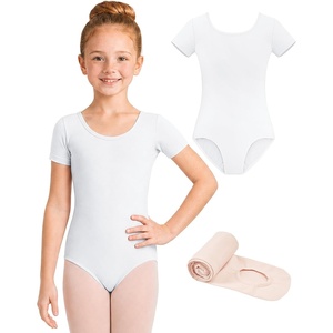 image:imageStelle Girls Short Sleeve Leotards with Tights for BalletDance Outfits  Footed or footless tights Breathable High elasticity amp durable fabric BalletDanceGymnastics leotardWhite
