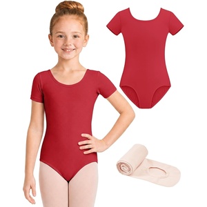 image:imageStelle Girls Short Sleeve Leotards with Tights for BalletDance Outfits  Footed or footless tights Breathable High elasticity amp durable fabric BalletDanceGymnastics leotardRed
