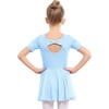 image:imageStelle Ballet Leotards for Girls Toddler Ballet Outfit Dance Leotard Dress  Ballerina Outfit Dress CrissCross amp Bow Back Soft Stretch Fabric Short Sleeve Dance Recital Gymnastics PerformanceStyle 2blue Bow Back
