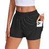 image:imageStelle Womens 2 in 1 Running Shorts Gym Athletic Shorts with Zip Pockets  High Waisted 2 in 1 Athletic Shorts Supportive Liner BuiltIn Pockets Running Workout Gym TrainingBlack