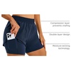 image:imageStelle Womens 2 in 1 Running Shorts Gym Athletic Shorts with Zip Pockets  High Waisted 2 in 1 Athletic Shorts Supportive Liner BuiltIn Pockets Running Workout Gym TrainingNavy