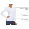 image:imageStelle Womens Seamless Long Sleeve Workout Tops Compression Athletic Shirts  Seamless construction Moisturewicking fabric Fourway stretch Breathable Soft Thumbholes Fitness Active performanceWhitewithout Thumb Hole