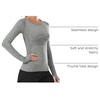 image:imageStelle Womens Seamless Long Sleeve Workout Tops Compression Athletic Shirts  Seamless construction Moisturewicking fabric Fourway stretch Breathable Soft Thumbholes Fitness Active performanceGrey
