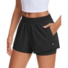 image:imageStelle Womens 2 in 1 Running Shorts Gym Athletic Shorts with Zip Pockets  High Waisted 2 in 1 Athletic Shorts Supportive Liner BuiltIn Pockets Running Workout Gym TrainingBlack