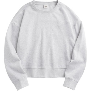 image:imageStelle Womens Cropped Crewneck Sweatshirt Relaxed Fit Casual Everyday  Soft lining Ribbed cuffs Lightweight warmth Layering essential Lounge Travel StreetwearUltra Light Grey
