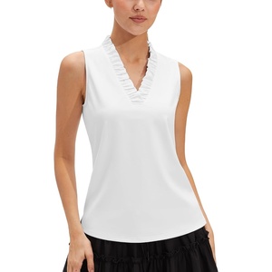 image:imageStelle Womens Sleeveless Ruffle Golf Polo Shirt UPF 50 Quick Dry Tank Tops  Moisture wicking Fourway stretch Wrinkle resistant Golf Tennis Pickleball Lightweight performanceWhite