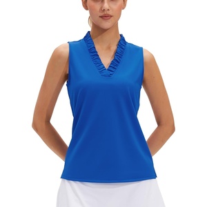 image:imageStelle Womens Sleeveless Ruffle Golf Polo Shirt UPF 50 Quick Dry Tank Tops  Moisture wicking Fourway stretch Wrinkle resistant Golf Tennis Pickleball Lightweight performanceSapphire