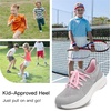 image:imageStelle Girls Tennis Shoes with SlipOn Kids Running Shoes  Athletic Sneakers Non Slip Lightweight Breathable Walking Sport Shoes for LittleBig KidLight Grey
