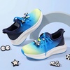 image:imageStelle Girls Tennis Shoes with SlipOn Kids Running Shoes  Athletic Sneakers Non Slip Lightweight Breathable Walking Sport Shoes for LittleBig KidLume Lagoon