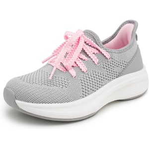 image:imageStelle Girls Tennis Shoes with SlipOn Kids Running Shoes  Athletic Sneakers Non Slip Lightweight Breathable Walking Sport Shoes for LittleBig KidLight Grey