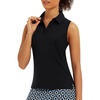 image:imageStelle Womens Sleeveless Golf Polo Shirts UPF 50 Collared V Neck Dry Fit Lightweight Workout Tennis Tank TopsBlack