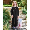 image:imageSTELLE Girls 3 Piece Outfits Kids Sweatsuit Long Sleeve Sweatshirt Sweatpants and Shorts Matching Set Clothes with PocketsBlack