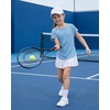 image:imageStelle Athletic Shirts for Girls Short Sleeve Soccer Active Tshirts Kids  Moisturewicking Quick Dry Breathable Lightweight Running Tennis Training Sports Crewneck Top Summer TeeLight Blue07