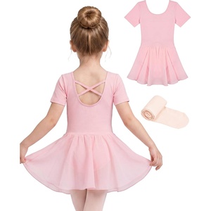 image:imageStelle Girls CrissCross Back Leotards Skirt with Tights for BalletDance  Short sleeve leotards Crew neck Soft Breathable Dress outfits High elasticity amp durable Ballet pink footed tightsBallet Pink