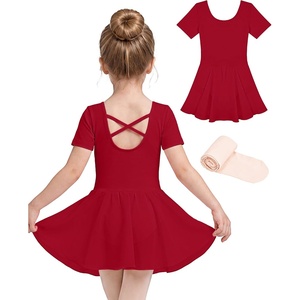 image:imageStelle Girls CrissCross Back Leotards Skirt with Tights for BalletDance  Short sleeve leotards Crew neck Soft Breathable Dress outfits High elasticity amp durable Ballet pink footed tightsRed
