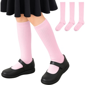 image:imageStelle Girls Knee High Socks Cotton School Uniform Dress Long Sock 3 Pairs  Cheer Calf Sock Seamless Toe Tall Soft Breathable Comfort Stretchy Ribbed Little Kids Toddler 318 Years3pink