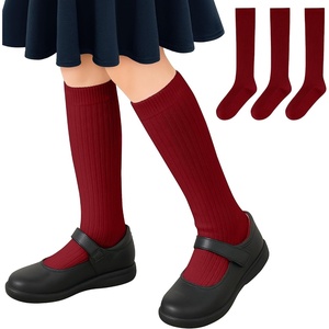 image:imageStelle Girls Knee High Socks Cotton School Uniform Dress Long Sock 3 Pairs  Cheer Calf Sock Seamless Toe Tall Soft Breathable Comfort Stretchy Ribbed Little Kids Toddler 318 Years3red