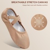 image:imageStelle Ballet Shoes for Women Men Tan Canvas Dance Ballet Slippers  Soft canvas Barefoot feel Split suede sole NonSlip Cotton lining Elastic cross straps PullOn Yoga Pilates DanceDark Tan