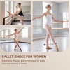 image:imageStelle Ballet Shoes for Women Men Tan Canvas Dance Ballet Slippers  Soft canvas Barefoot feel Split suede sole NonSlip Cotton lining Elastic cross straps PullOn Yoga Pilates DanceDark Tan