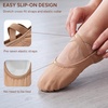 image:imageStelle Ballet Shoes for Women Men Tan Canvas Dance Ballet Slippers  Soft canvas Barefoot feel Split suede sole NonSlip Cotton lining Elastic cross straps PullOn Yoga Pilates DanceDark Tan