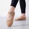 image:imageStelle Ballet Shoes for Women Men Tan Canvas Dance Ballet Slippers  Soft canvas Barefoot feel Split suede sole NonSlip Cotton lining Elastic cross straps PullOn Yoga Pilates DanceDark Tan