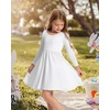 image:imageStelle Girls Cotton Long Sleeve Dress Twirl Skater Dress 312Y  Criss Cross BackA LineCrew NeckCotton Dress for Tie Dye School Dance Casual Birthday Christmas Easter Spring Fall WinterWhite