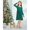 image:imageStelle Girls Cotton Long Sleeve Dress Twirl Skater Dress 312Y  Criss Cross BackA LineCrew NeckCotton Dress for Tie Dye School Dance Casual Birthday Christmas Easter Spring Fall WinterGreen