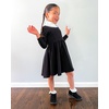 image:imageStelle Girls Cotton Long Sleeve Dress Twirl Skater Dress 312Y  Criss Cross BackA LineCrew NeckCotton Dress for Tie Dye School Dance Casual Birthday Christmas Easter Spring Fall WinterBlack