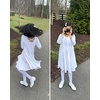 image:imageStelle Girls Cotton Long Sleeve Dress Twirl Skater Dress 312Y  Criss Cross BackA LineCrew NeckCotton Dress for Tie Dye School Dance Casual Birthday Christmas Easter Spring Fall WinterWhite