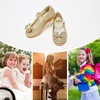 image:imageStelle Girls Dress Shoes Glitter Princess Low Heels for Party Wedding Prom  Shiny glitter finish Bowknot charms 1 inch Low Heel Cushioned comfort Dressup Special occasions Comfortable fitT16gold Glitter
