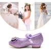 image:imageStelle Girls Dress Shoes Glitter Princess Low Heels for Party Wedding Prom  Shiny glitter finish Bowknot charms 1 inch Low Heel Cushioned comfort Dressup Special occasions Comfortable fitT13purple Glitter