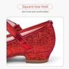 image:imageStelle Girls Dress Shoes Glitter Princess Low Heels for Party Wedding Prom  Shiny glitter finish Bowknot charms 1 inch Low Heel Cushioned comfort Dressup Special occasions Comfortable fitT08ruby Red Glitter