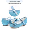 image:imageStelle Girls Dress Shoes Glitter Princess Low Heels for Party Wedding Prom  Shiny glitter finish Bowknot charms 1 inch Low Heel Cushioned comfort Dressup Special occasions Comfortable fitT13elsa Blue Glitter