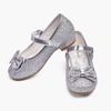 image:imageStelle Girls Dress Shoes Glitter Princess Low Heels for Party Wedding Prom  Shiny glitter finish Bowknot charms 1 inch Low Heel Cushioned comfort Dressup Special occasions Comfortable fitSilver