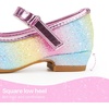 image:imageStelle Girls Dress Shoes Glitter Princess Low Heels for Party Wedding Prom  Shiny glitter finish Bowknot charms 1 inch Low Heel Cushioned comfort Dressup Special occasions Comfortable fitT08rainbow