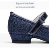 image:imageStelle Girls Dress Shoes Glitter Princess Low Heels for Party Wedding Prom  Shiny glitter finish Bowknot charms 1 inch Low Heel Cushioned comfort Dressup Special occasions Comfortable fitT08navy Glitter