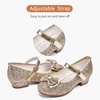 image:imageStelle Girls Dress Shoes Glitter Princess Low Heels for Party Wedding Prom  Shiny glitter finish Bowknot charms 1 inch Low Heel Cushioned comfort Dressup Special occasions Comfortable fitT08gold Glitter